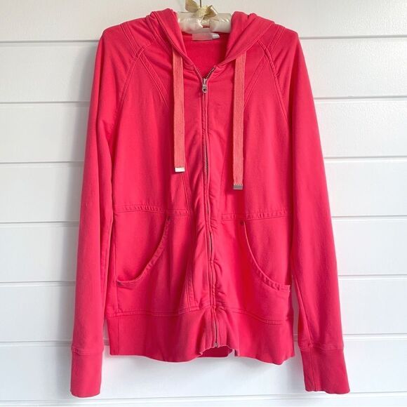 Athleta Hang Loose Full Zip Hoodie Sweatshirt Jacket In Watermelon Large - Picture 1 of 11